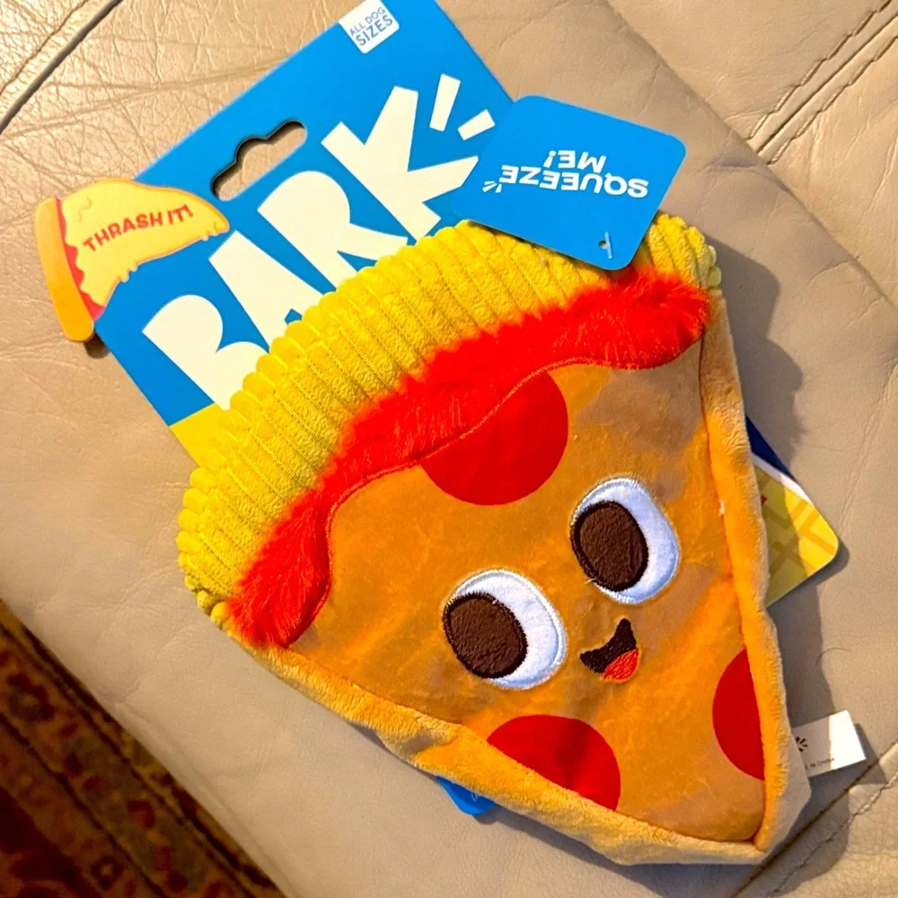 BARK Signore Pizza Face Plush Dog Toy, crinkle and squeak, multiple textures NEW